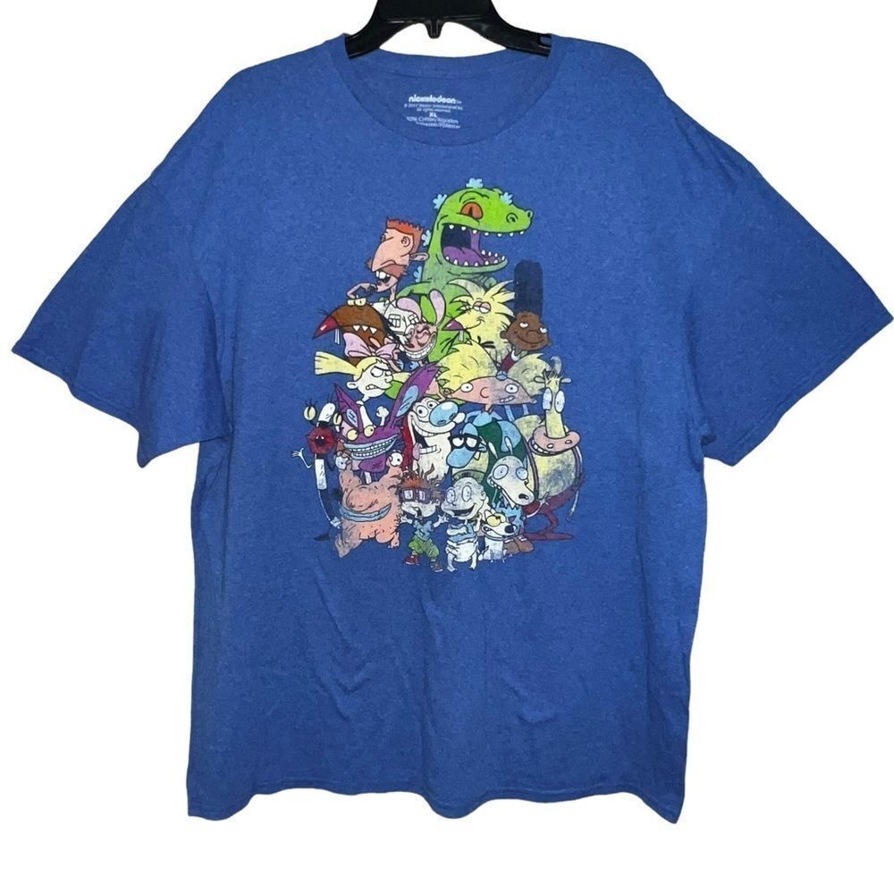 Nickelodeon mens xl toons distressed blue short sleeve tee shirt